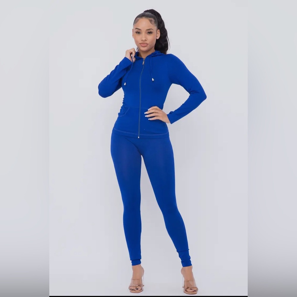 Seamless zip up hoodie jacket and legging set